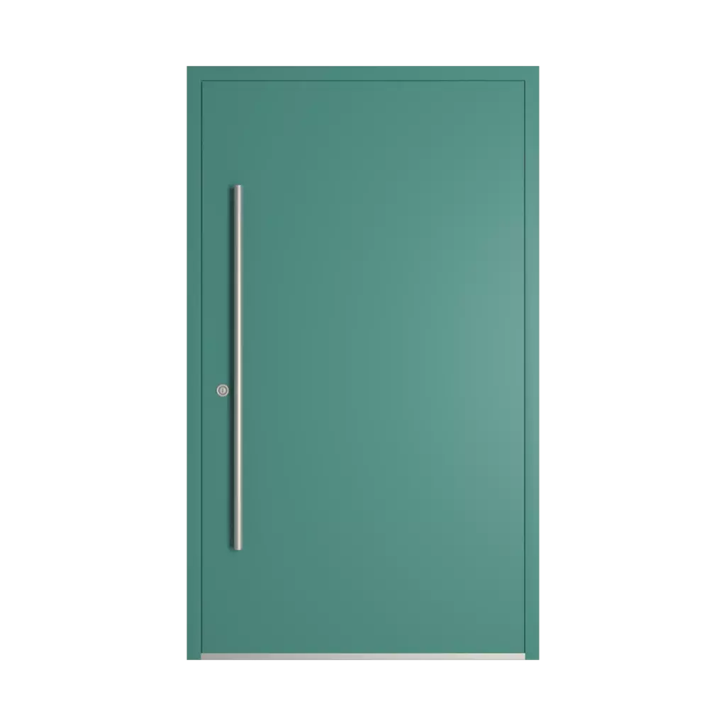 RAL 6033 turkusowy ciemny drzwi-wejsciowe wypelnienia aluminium przeszklone