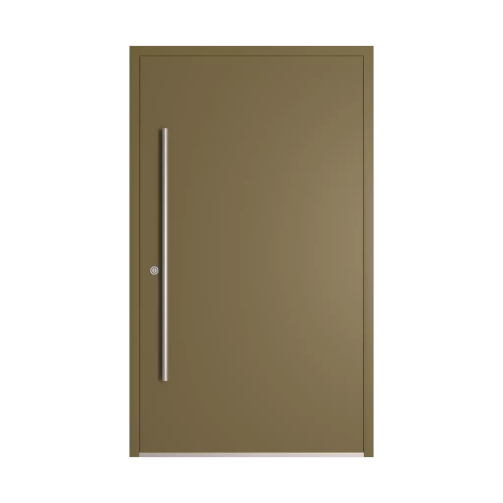 RAL 7008 szary khaki drzwi-wejsciowe wypelnienia aluminium przeszklone