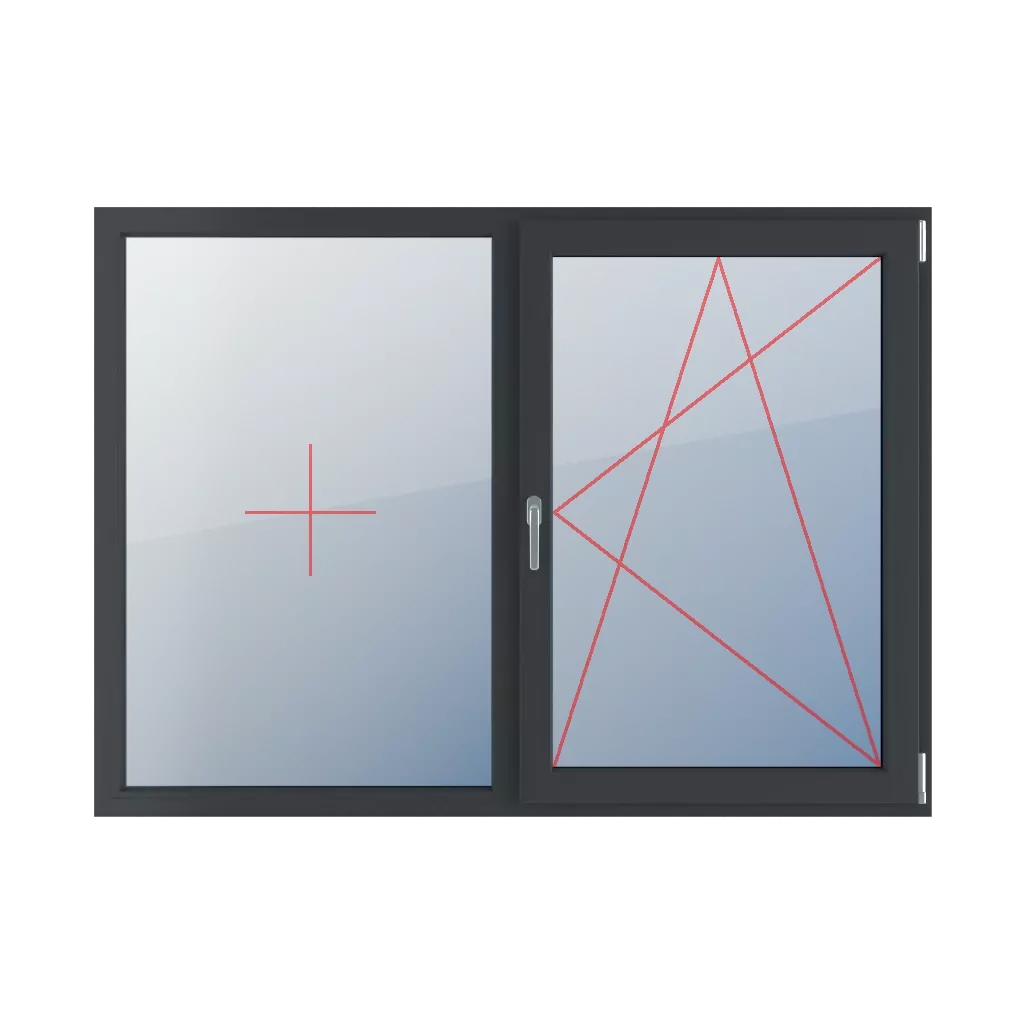 Stałe szklenie w ramie, rozwierno-uchylne prawe okna typy-okien 2-skrzydlowe podzial-symetryczny-poziomy-50-50  