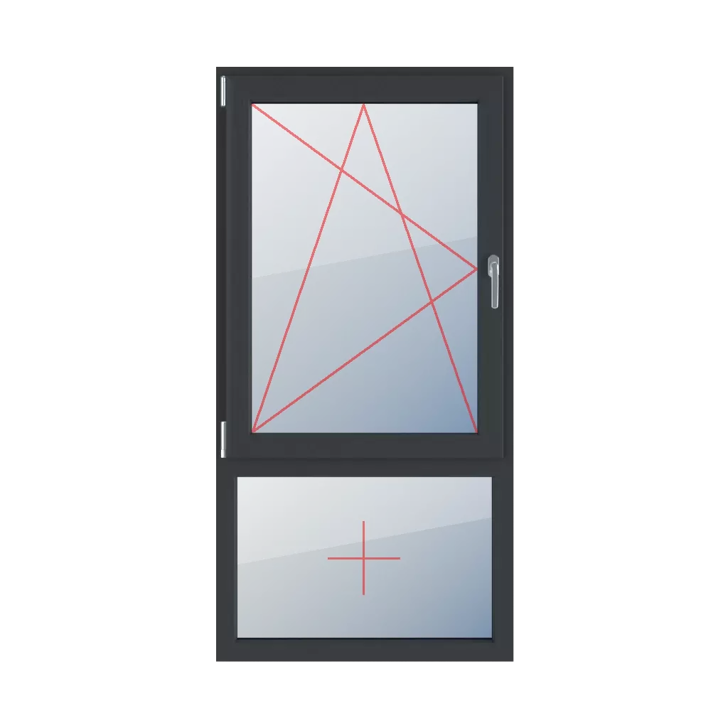 Rozwierno-uchylne lewe, szklenie stałe w ramie okna typy-okien 2-skrzydlowe podzial-niesymetryczny-pionowy-70-30  