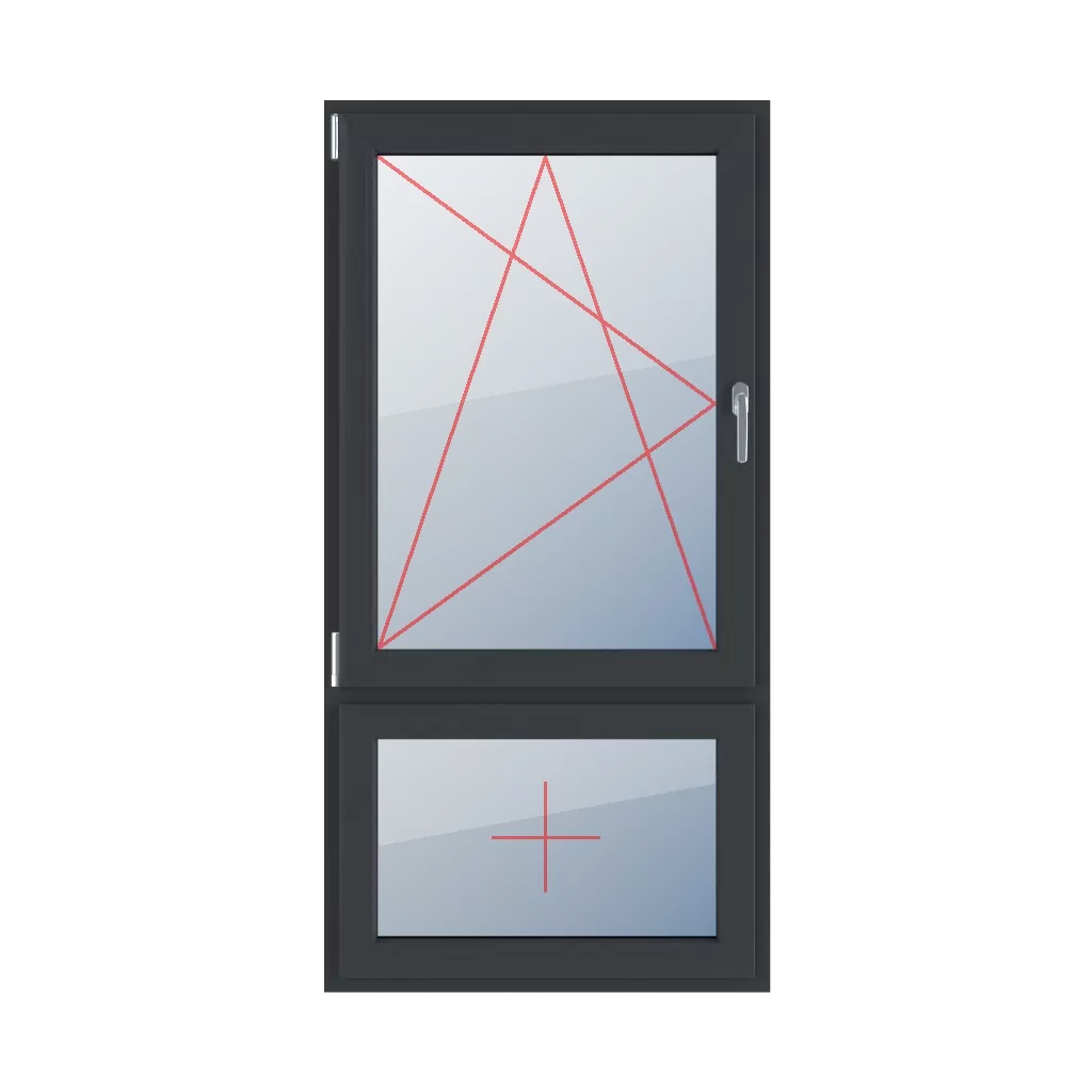 Rozwierno-uchylne lewe, szklenie stałe w skrzydle okna typy-okien 2-skrzydlowe podzial-niesymetryczny-pionowy-70-30  