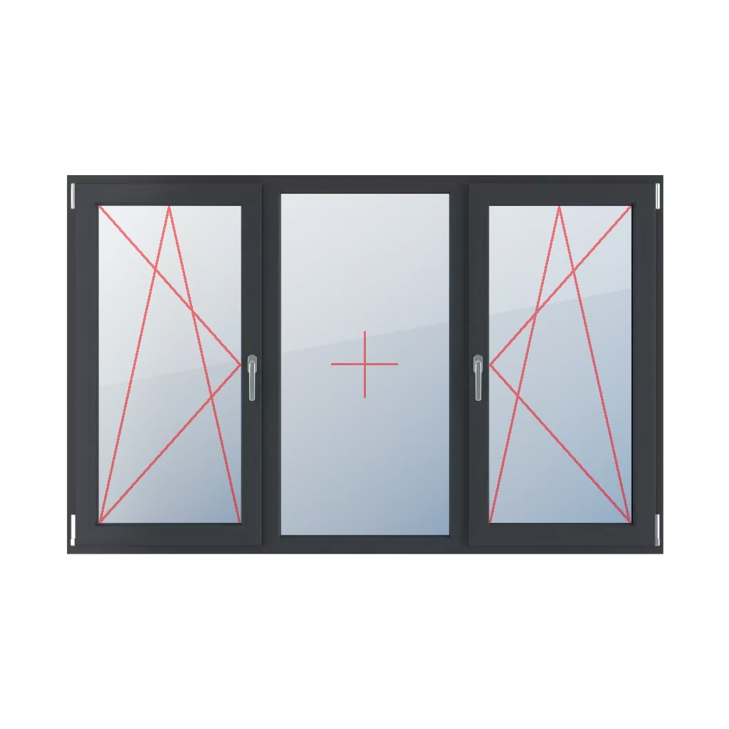 Rozwierno-uchylne lewe, szklenie stałe w ramie, rozwierno-uchylne prawe okna typy-okien 3-skrzydlowe podzial-symetryczny-poziomy-33-33-33  