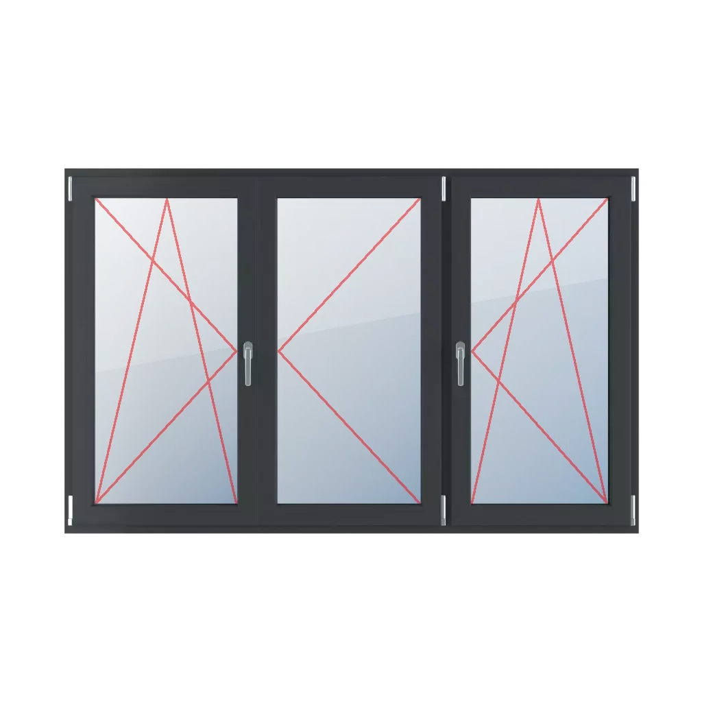 Rozwierno-uchylne lewe, słupek ruchomy, rozwierne prawe, rozwierno-uchylne prawe okna typy-okien 3-skrzydlowe podzial-symetryczny-poziomy-33-33-33-z-ruchomym-slupkiem  