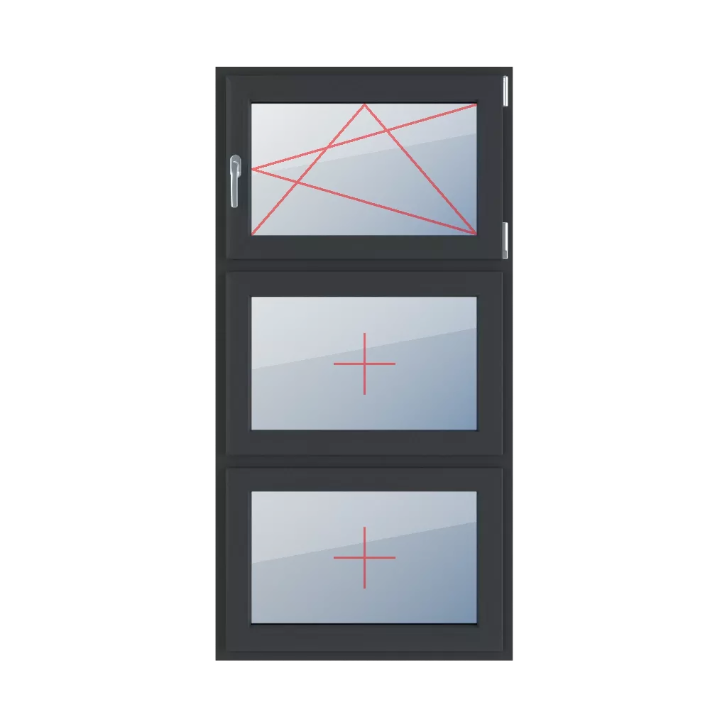 Rozwierno-uchylne prawe, szklenie stałe w skrzydle okna typy-okien 3-skrzydlowe podzial-symetryczny-pionowy-33-33-33 rozwierno-uchylne-prawe-szklenie-stale-w-skrzydle 