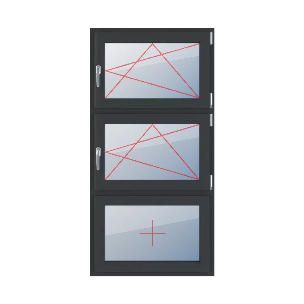 Rozwierno-uchylne prawe, rozwierno-uchylne prawe, szklenie stałe w skrzydle okna typy-okien 3-skrzydlowe podzial-symetryczny-pionowy-33-33-33 rozwierno-uchylne-prawe-rozwierno-uchylne-prawe-szklenie-stale-w-skrzydle 