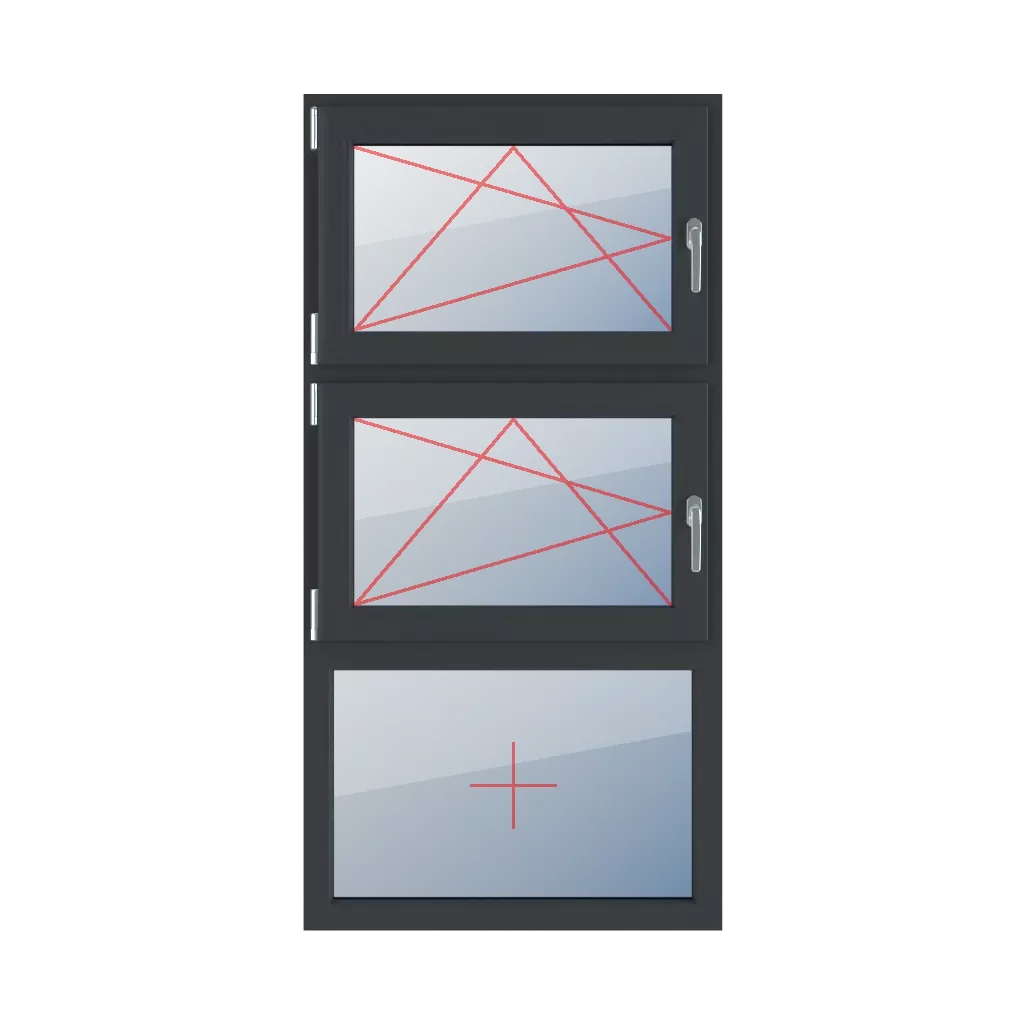 Rozwierno-uchylne lewe, rozwierno-uchylne lewe, szklenie stałe w ramie okna typy-okien 3-skrzydlowe podzial-symetryczny-pionowy-33-33-33  