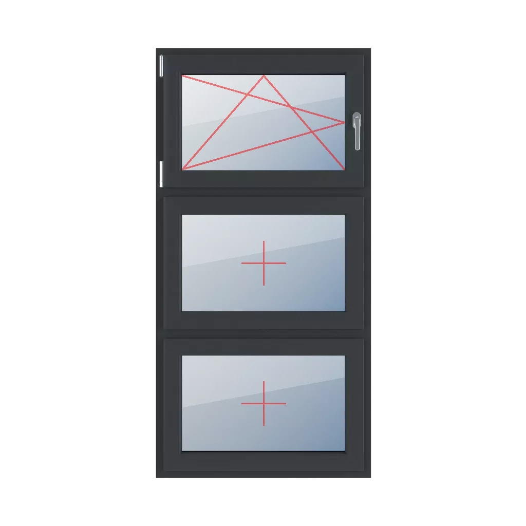 Rozwierno-uchylne lewe, szklenie stałe w skrzydle okna typy-okien 3-skrzydlowe podzial-symetryczny-pionowy-33-33-33 rozwierno-uchylne-lewe-szklenie-stale-w-skrzydle 
