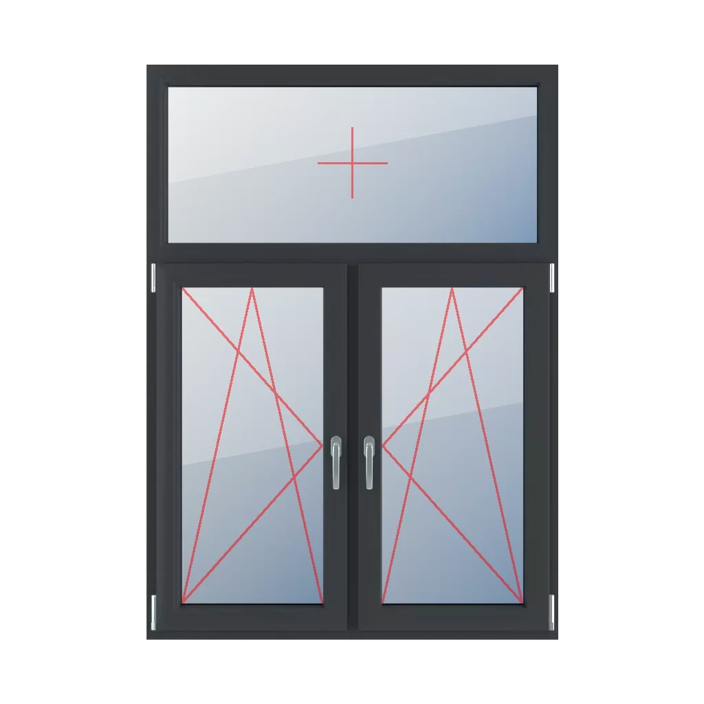 Szklenie stałe w ramie, rozwierno-uchylne lewe, rozwierno-uchylne prawe okna typy-okien 3-skrzydlowe podzial-niesymetryczny-pionowy-30-70  