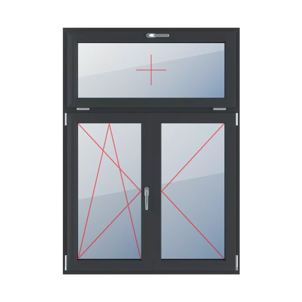 Uchylne z klamką u góry, rozwierno-uchylne lewe, słupek ruchomy, rozwierne prawe okna typy-okien 3-skrzydlowe podzial-niesymetryczny-pionowy-30-70-z-ruchomym-slupkiem  