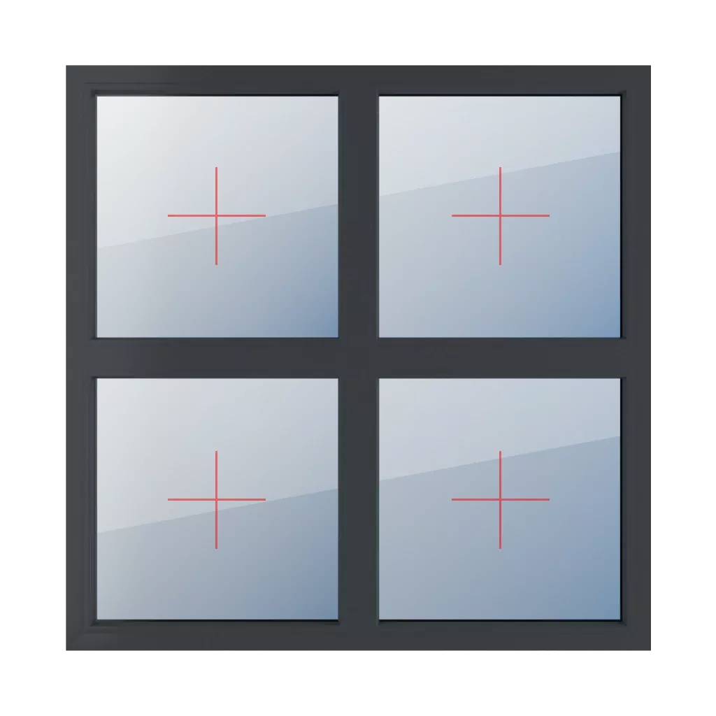 Szklenie stałe w ramie okna typy-okien 4-skrzydlowe podzial-symetryczny-poziomy-50-50  