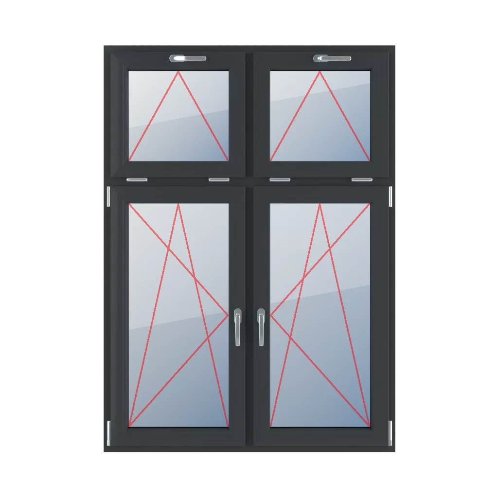 Uchylne klamka u góry, rozwierno-uchylne lewe, rozwierno-uchylne prawe okna typy-okien 4-skrzydlowe podzial-niesymetryczny-pionowy-30-70  