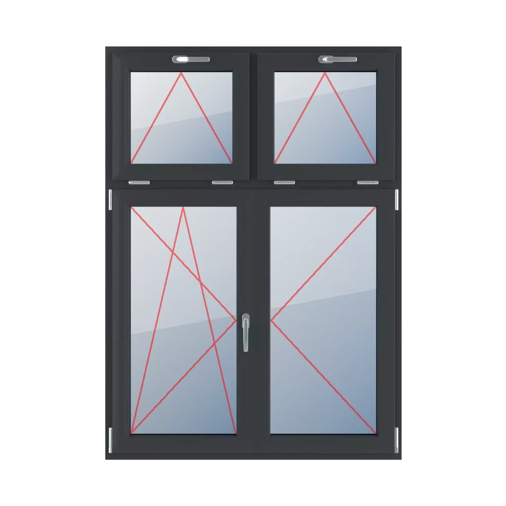 Uchylne z klamką u góry, rozwierno-uchylne lewe, słupek ruchomy, rozwierne prawe okna typy-okien 4-skrzydlowe podzial-niesymetryczny-pionowy-30-70-z-ruchomym-slupkiem  