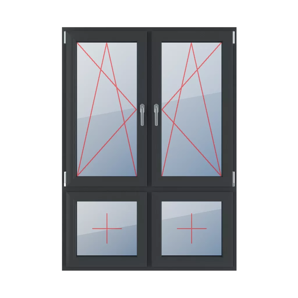 Rozwierno-uchylne lewe, rozwierno-uchylne prawe, szklenie stałe w skrzydle okna typy-okien 4-skrzydlowe podzial-niesymetryczny-pionowy-70-30 rozwierno-uchylne-lewe-rozwierno-uchylne-prawe-szklenie-stale-w-skrzydle 