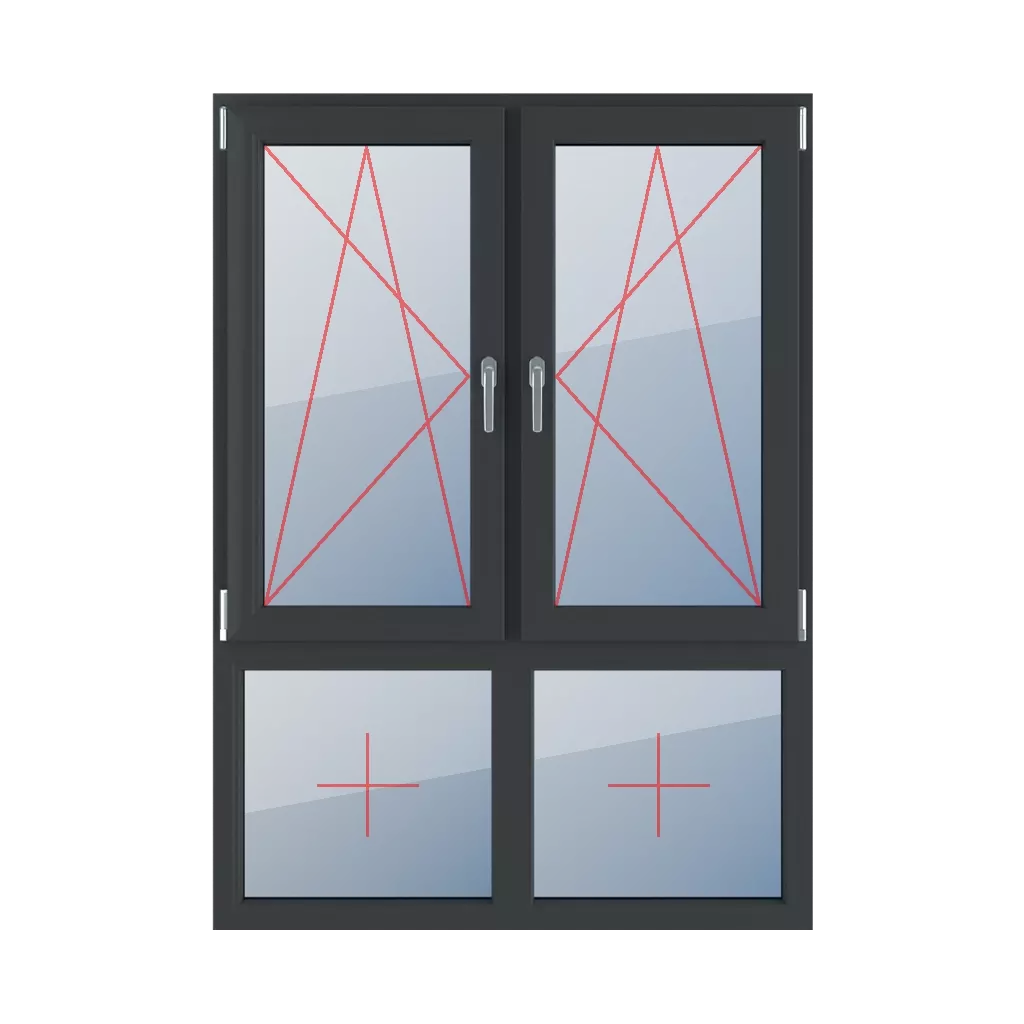 Rozwierno-uchylne lewe, rozwierno-uchylne prawe, szklenie stałe w ramie okna typy-okien 4-skrzydlowe podzial-niesymetryczny-pionowy-70-30  