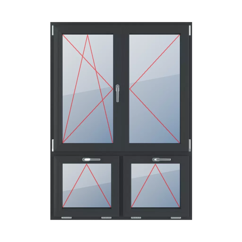 Rozwierno-uchylne lewe, rozwierne prawe, słupek ruchomy, uchylne z klamką u góry okna typy-okien 4-skrzydlowe podzial-niesymetryczny-pionowy-70-30-z-ruchomym-slupkiem  