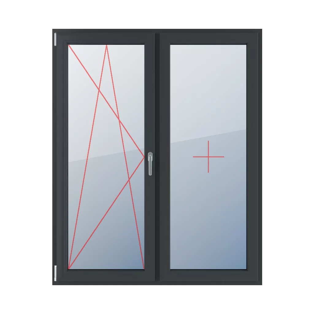 Rozwierno-uchylne lewe, szklenie stałe w skrzydle okna typy-okien balkonowe 2-skrzydlowe  