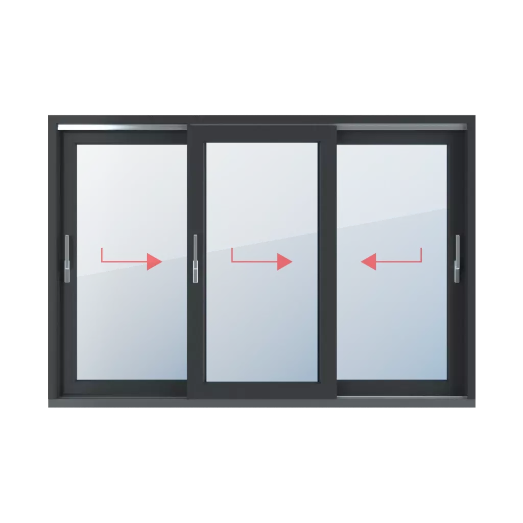 Przesuwne prawe, przesuwne lewe okna typy-okien drzwi-tarasowe-przesuwne-hst 3-skrzydlowe  