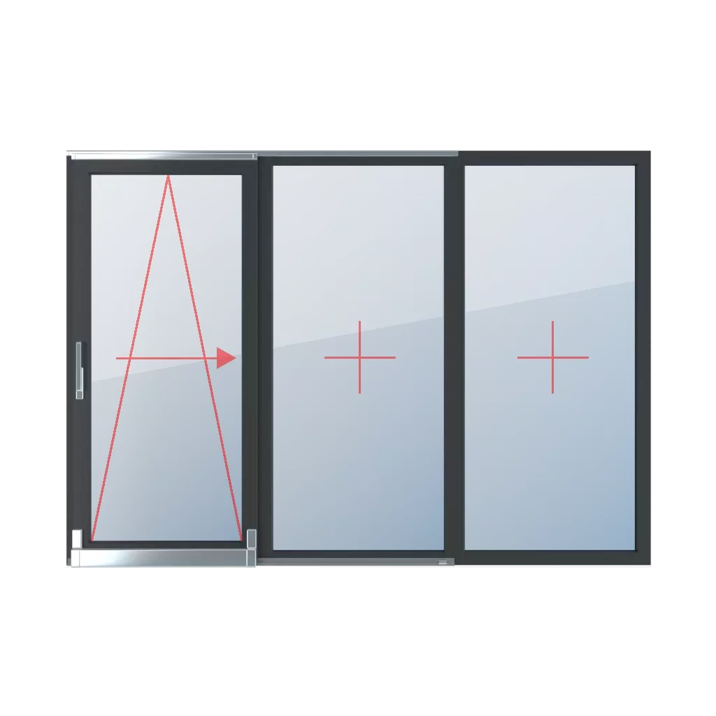 Uchylno-przesuwne prawe, szklenie stałe w ramie okna typy-okien drzwi-tarasowe-przesuwne-psk 3-skrzydlowe  