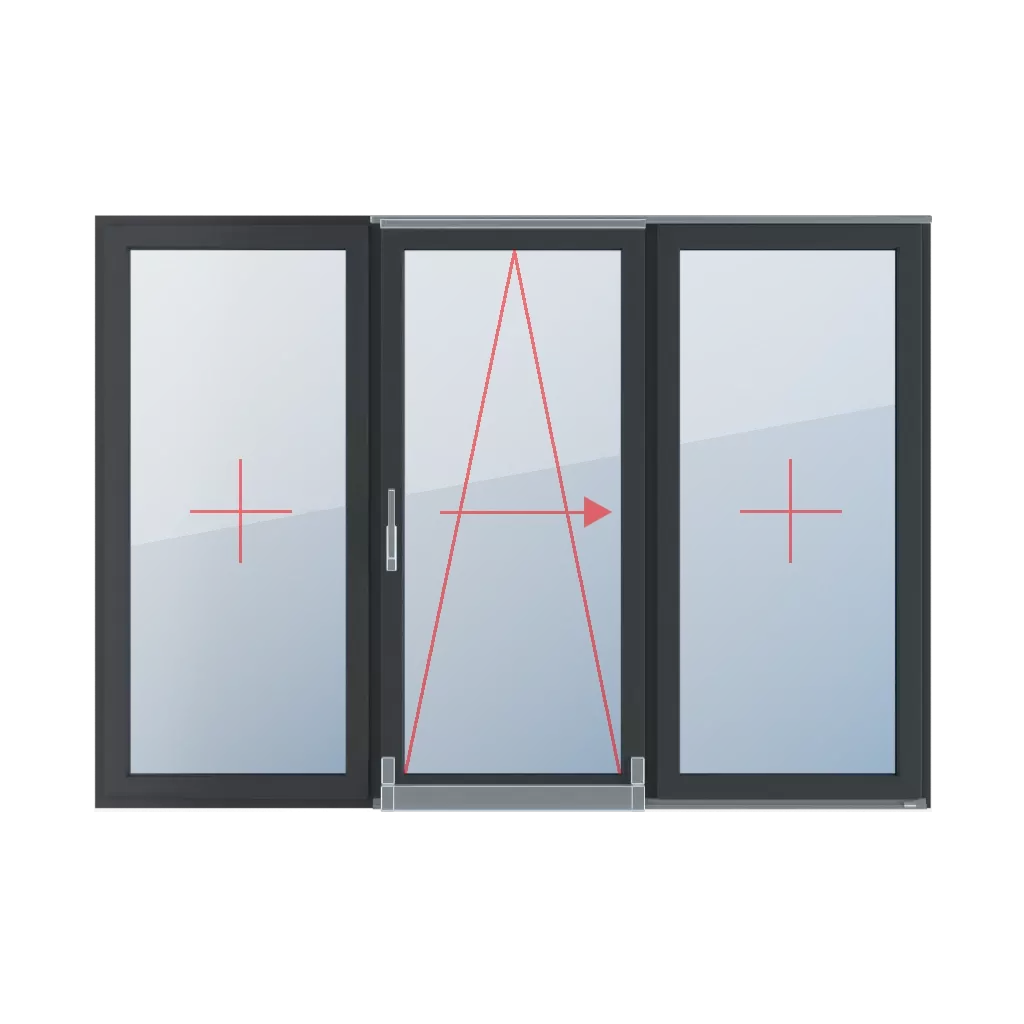 Szklenie stałe w skrzydle, uchylno-przesuwne prawe, szklenie stałe w skrzydle okna typy-okien drzwi-tarasowe-przesuwne-psk 3-skrzydlowe  