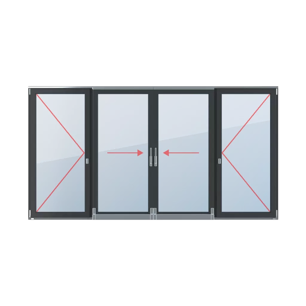 Rozwierne, uchylno-przesuwne lewe, uchylno-przesuwne prawe, słupek ruchomy okna typy-okien drzwi-tarasowe-przesuwne-psk 4-skrzydlowe  