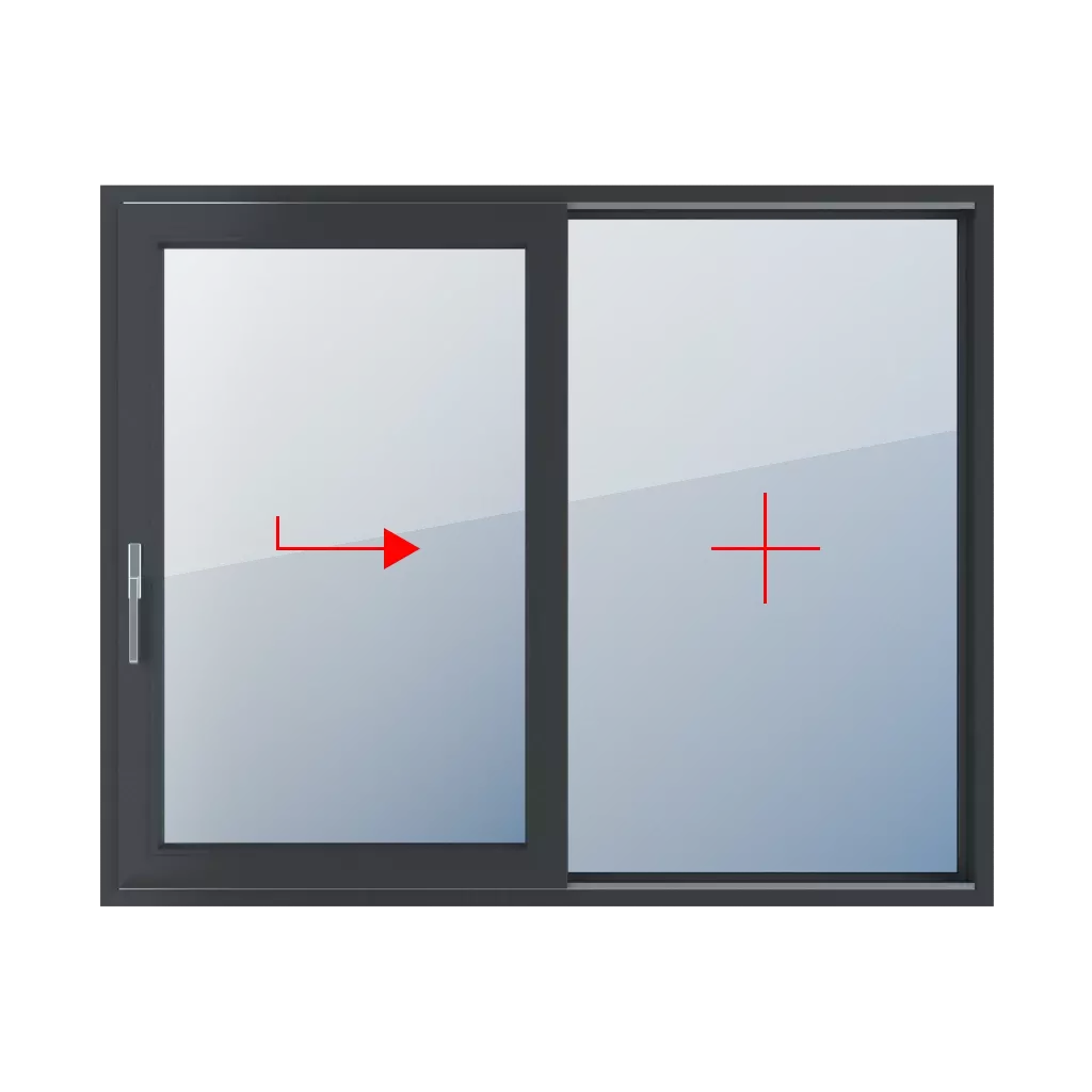 Przesuwne prawe, szklenie stałe w ramie okna typy-okien drzwi-tarasowe-przesuwne-smart-slide 2-skrzydlowe przesuwne-prawe-szklenie-stale-w-ramie 