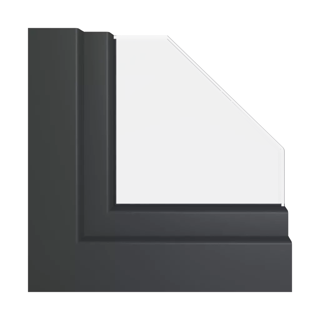 Czarno-szary gładki RAL 7021 okna kolory gealan   