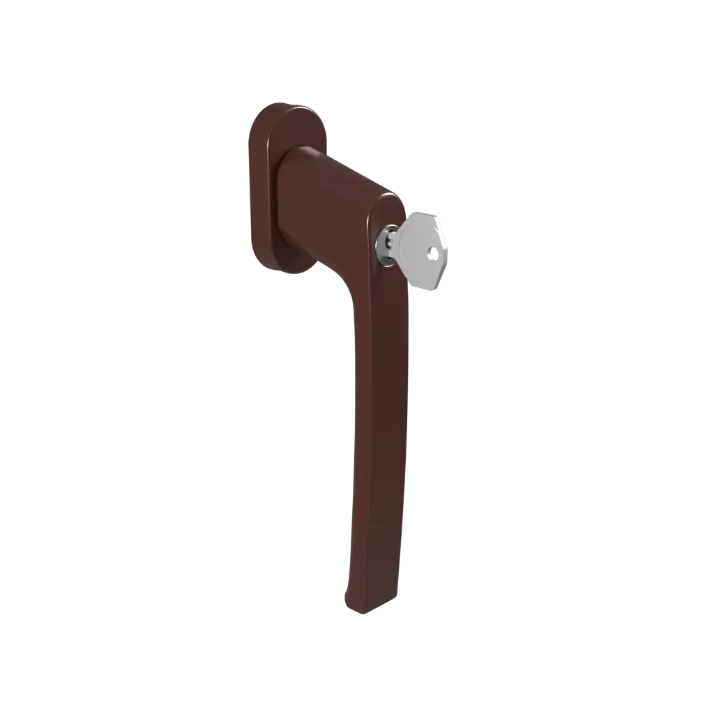 Klamka z kluczykiem PSK czekoladowy brąz okna dodatki klamki psk z-kluczykiem 