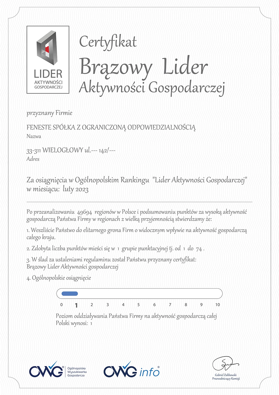 Brązowy Lider Aktywności Gospodarczej Luty 2023 nagrody brazowy-lider-aktywnosci-gospodarczej-luty-2023    